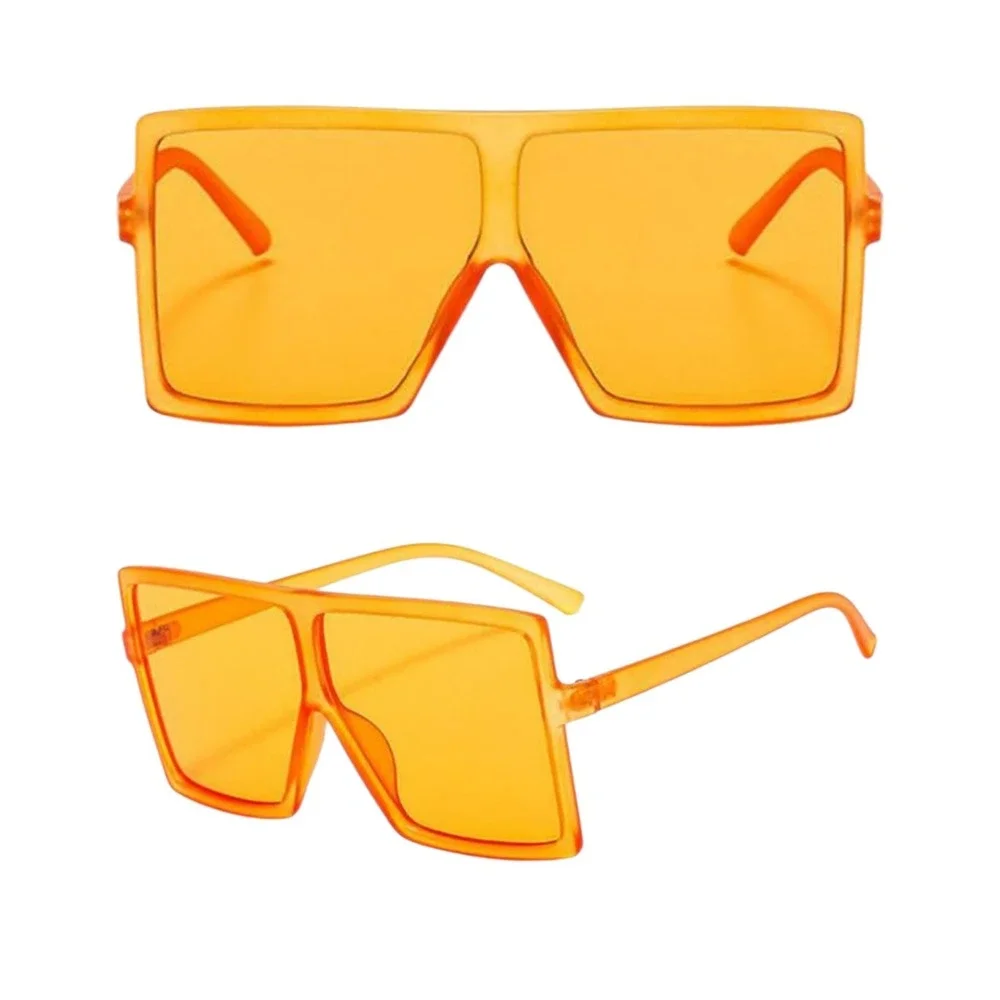 Oversized Square Sunglasses Women OS Orange NWOT Retro Flat Top Shield